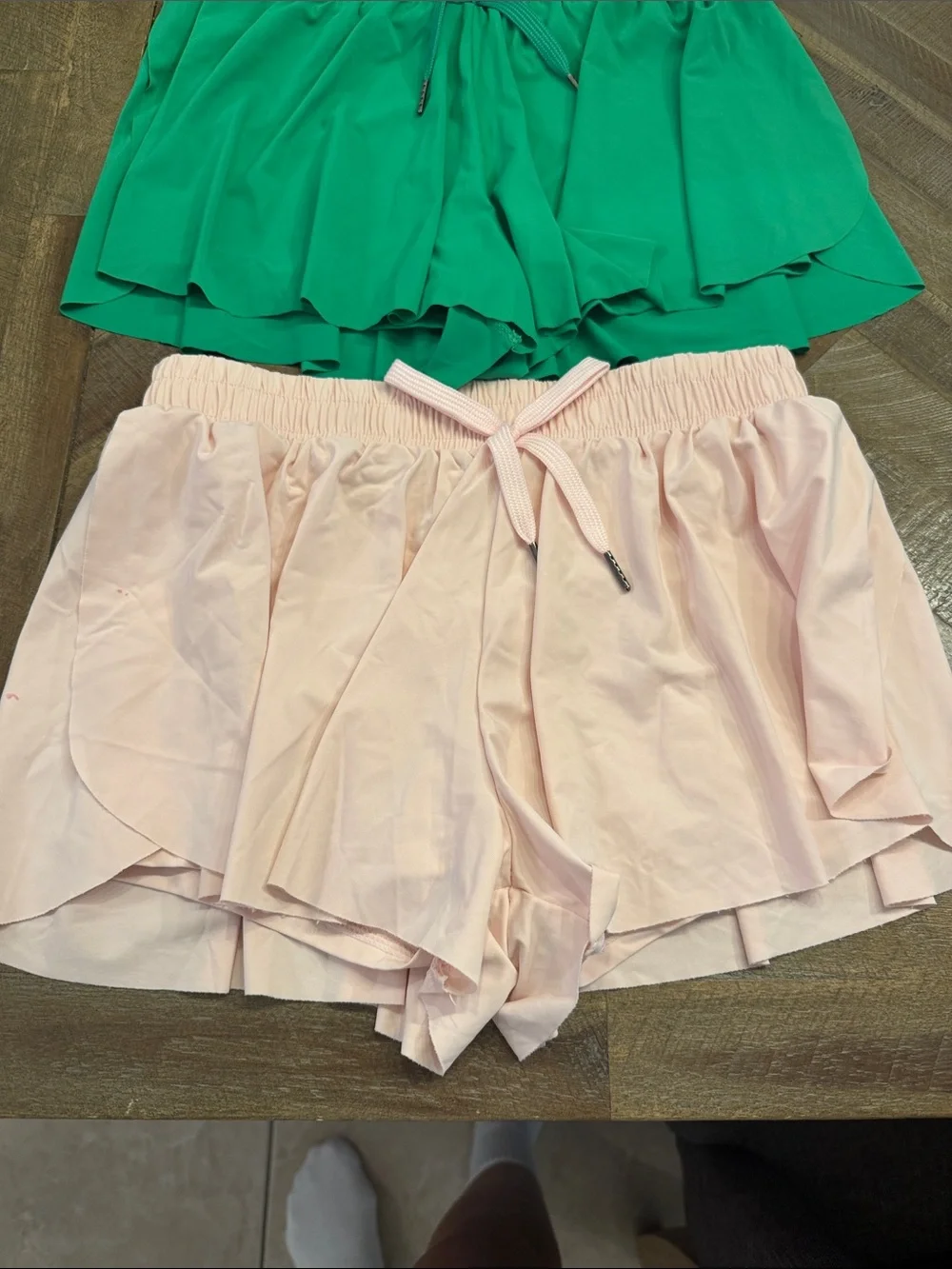 Girls’ Ruffled Elastic Waist Butterfly Shorts - Green, Lilac & Blush